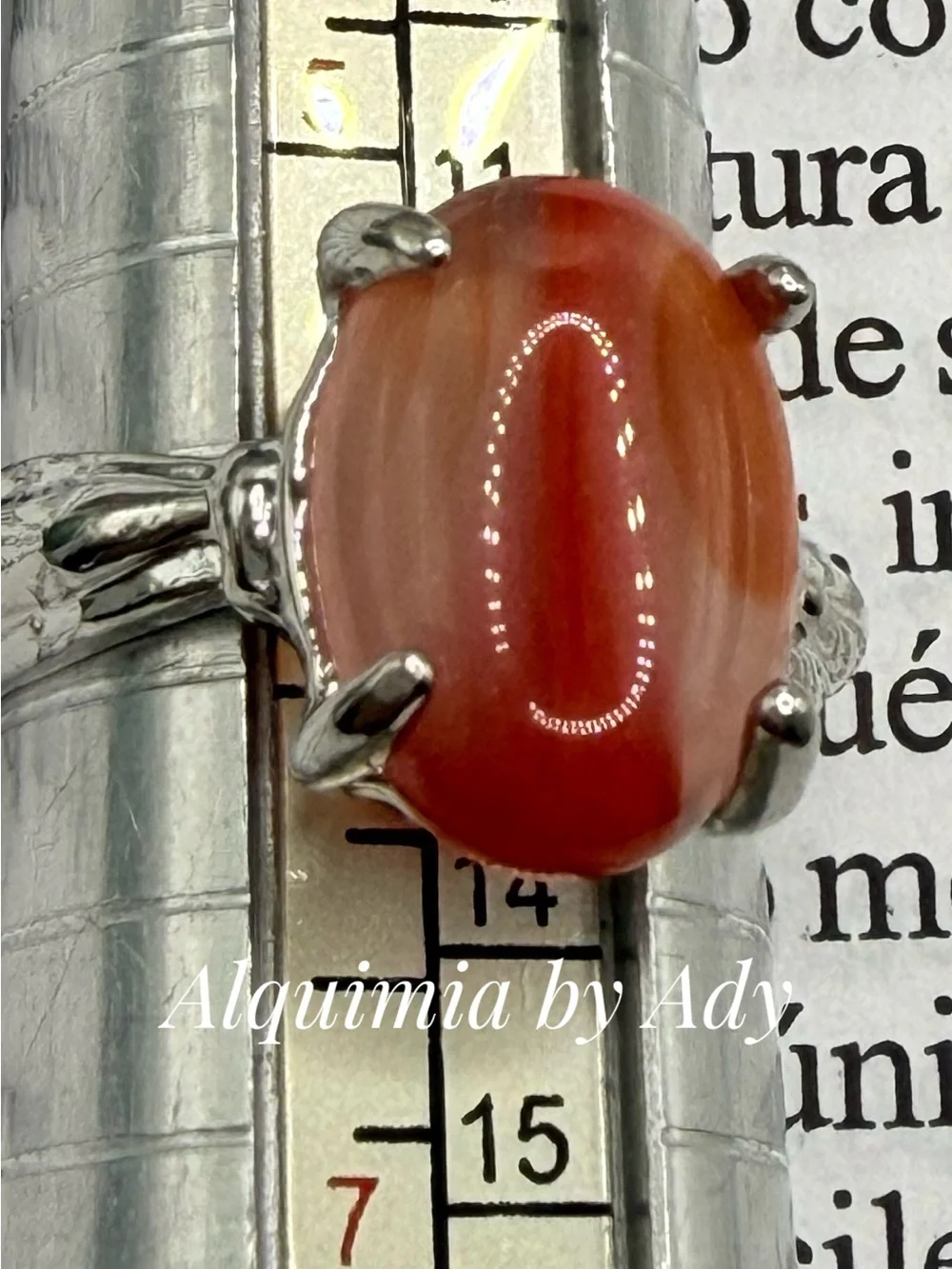 Peach-Orange Cabochon agate Ring